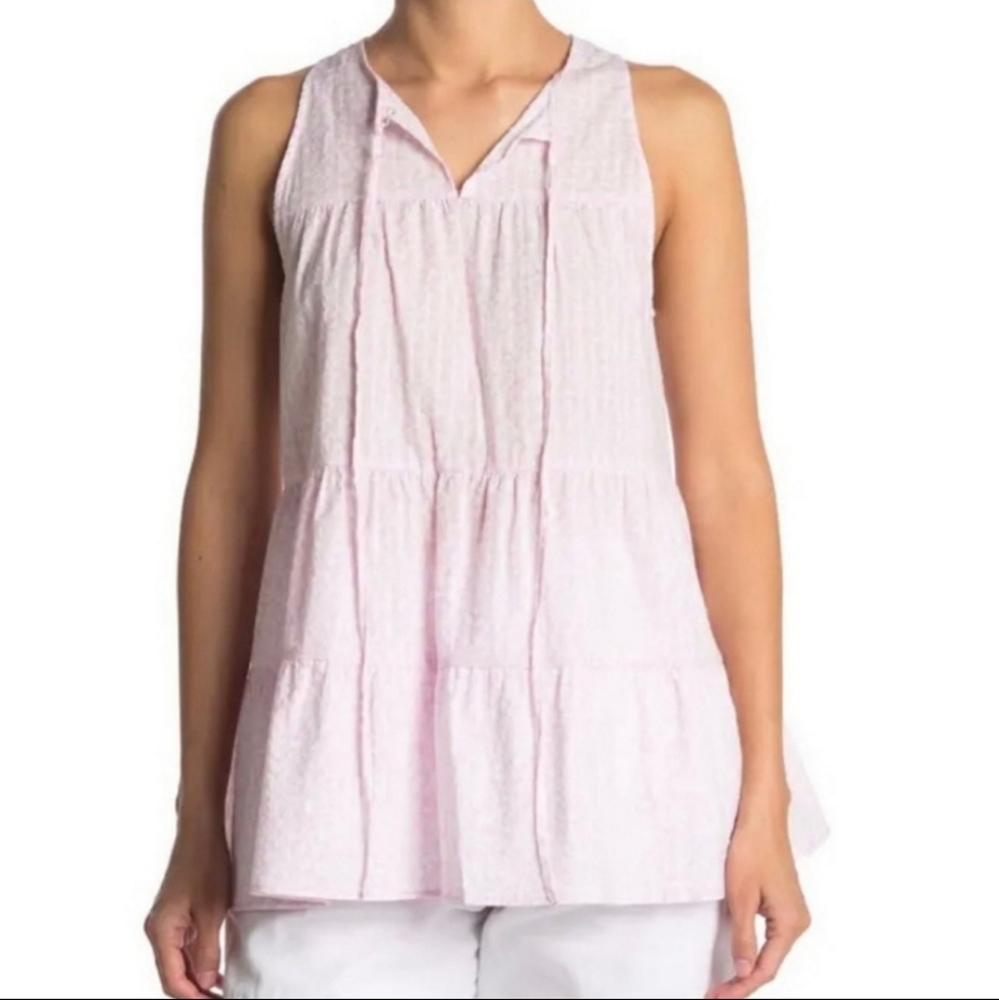 TopShop Women's Tiered Tunic Shirt Pink Size 10 Sleeveless Top